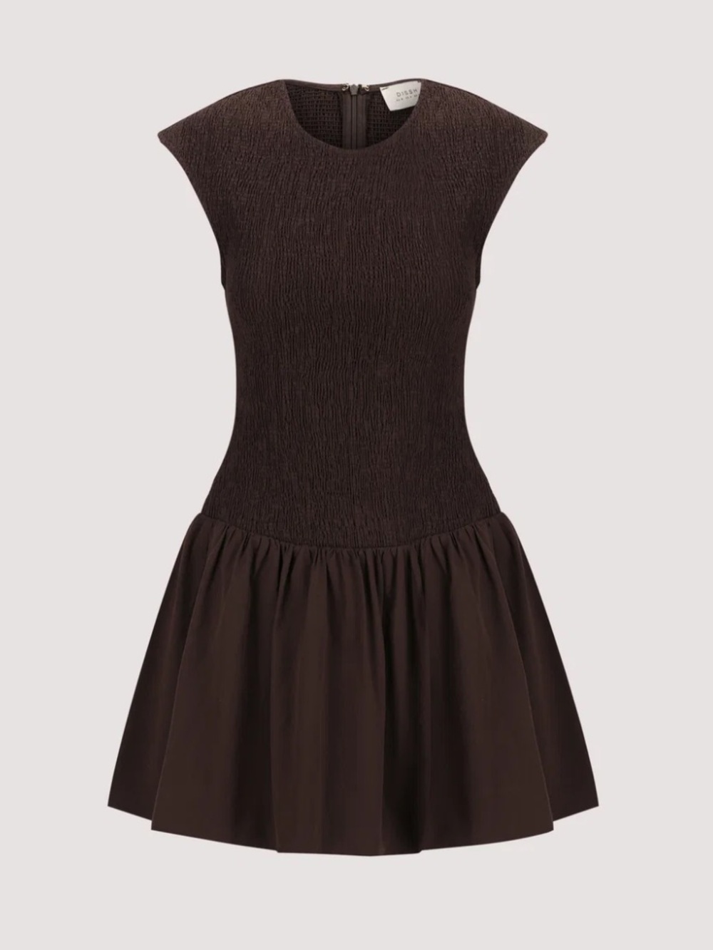 DISSH Brown Textured Fit-and-Flare Mini Dress